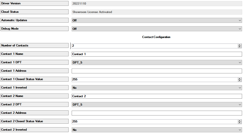 Platforms :: Control4 Drivers :: Utility :: KNX 8bit Contact Driver